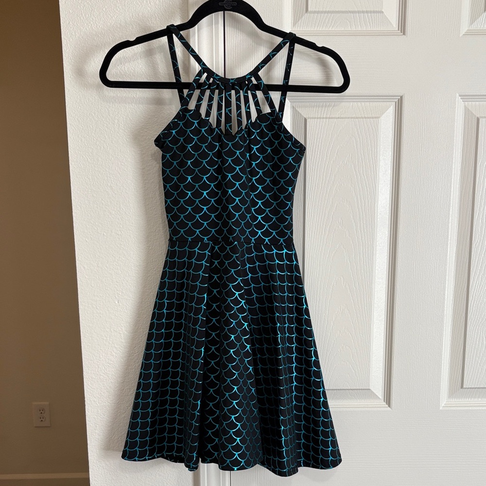 BlackMilk Mermaid Skater Dress Iridescent Teal S